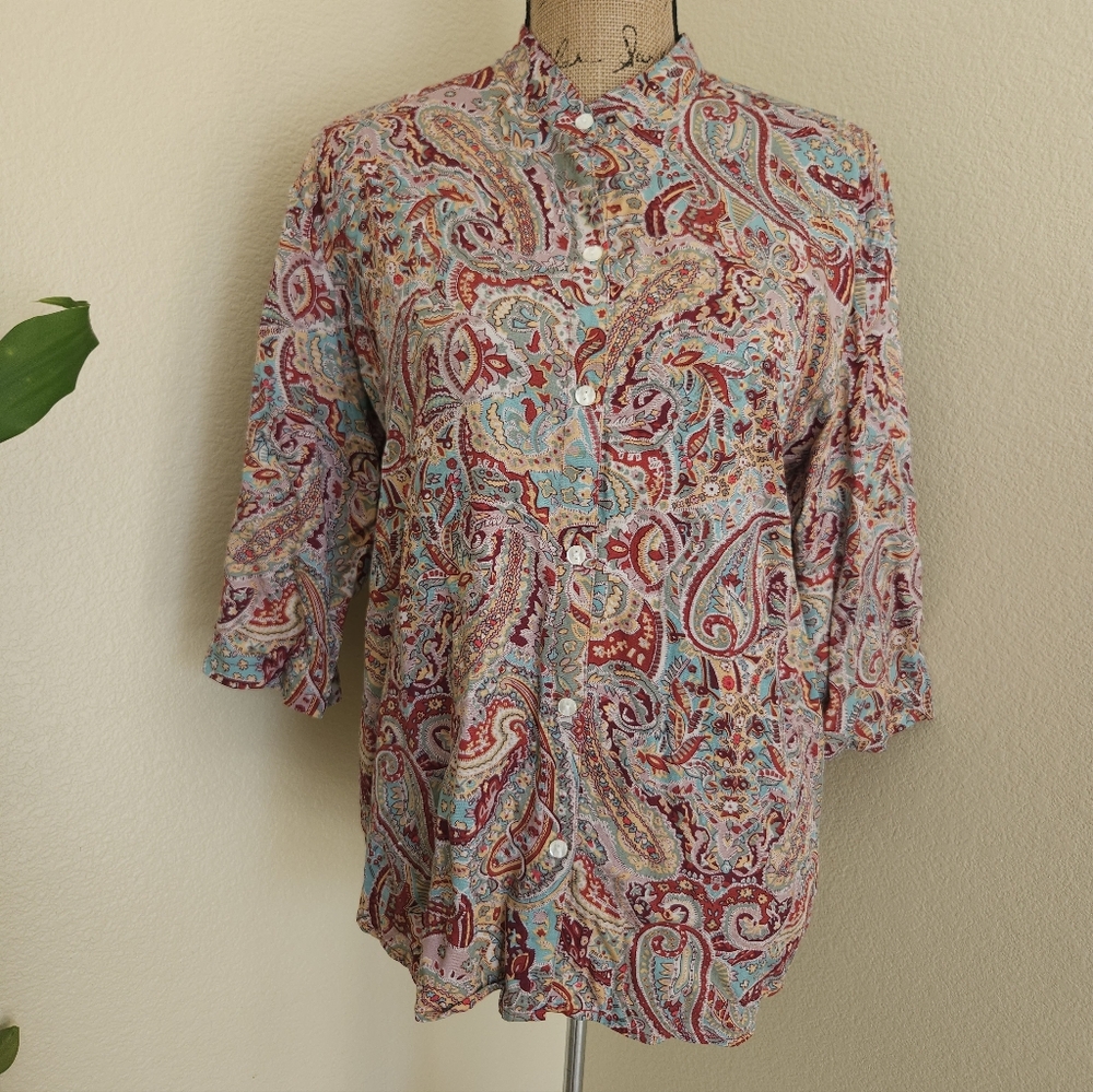 Liz Claiborne Multicolor Paisley Button-Down Shirt